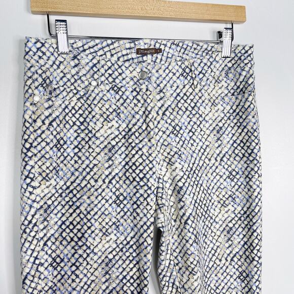 J McLaughlin Size 4 Cream Blue Lexi Skinny Jeans Snakeskin Print Cotton Stretch - Picture 3 of 12